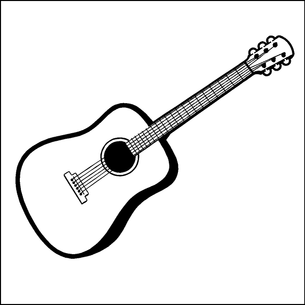 600x600 Playing Guitar Clipart Black And White