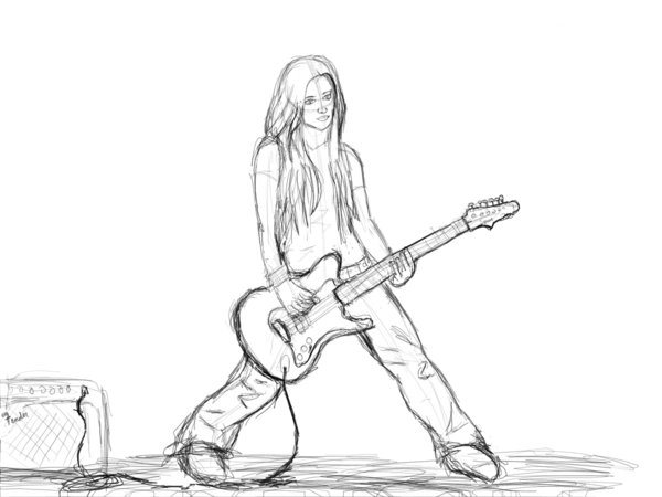 600x450 Playin' Guitar Sketch By Warning746