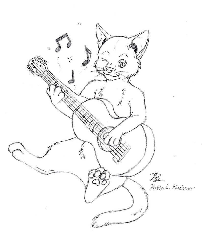 824x969 Cat Playing Guitar