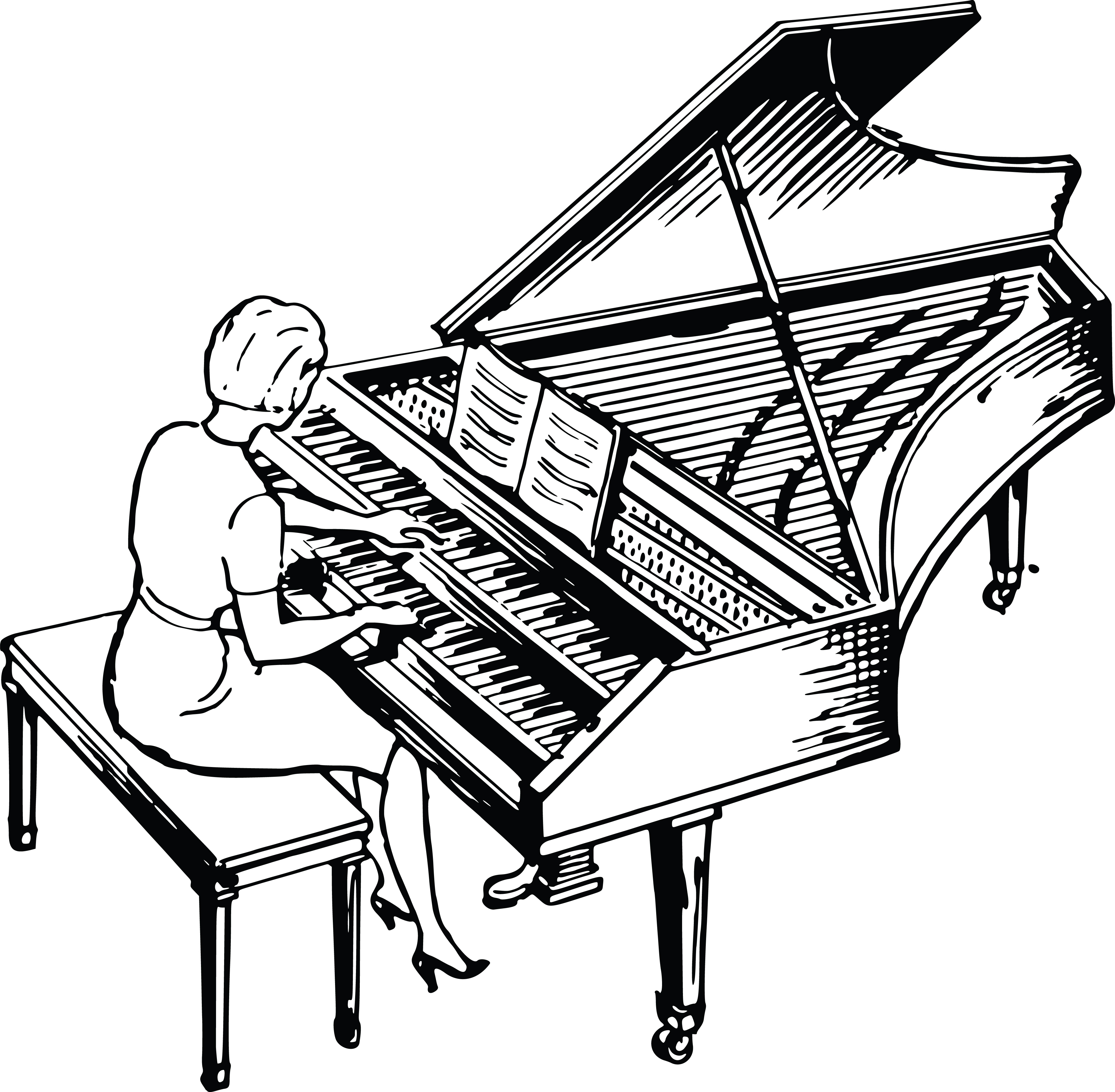 4000x3918 Clipart Of A Woman Playing A Piano