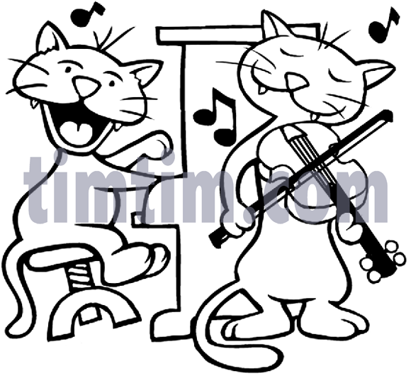 580x530 Free Drawing Of Cat Music Bw From The Category Music Amp Bands