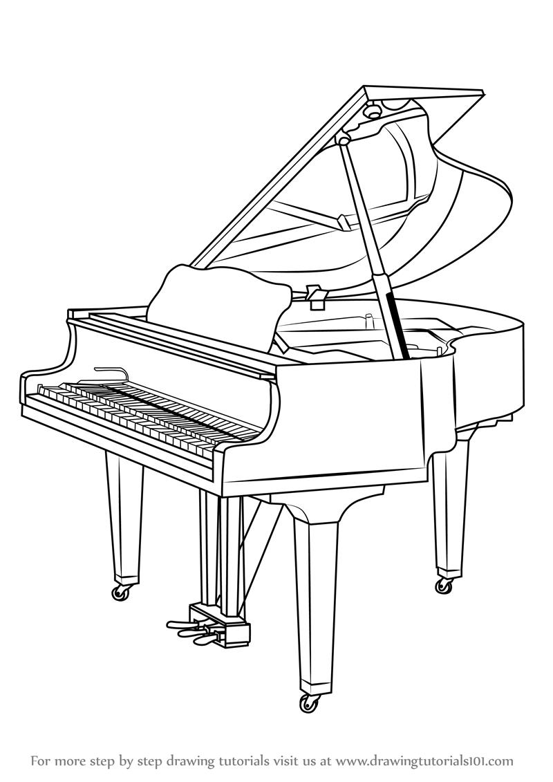 800x1131 Learn How To Draw A Grand Piano (Musical Instruments) Step By Step