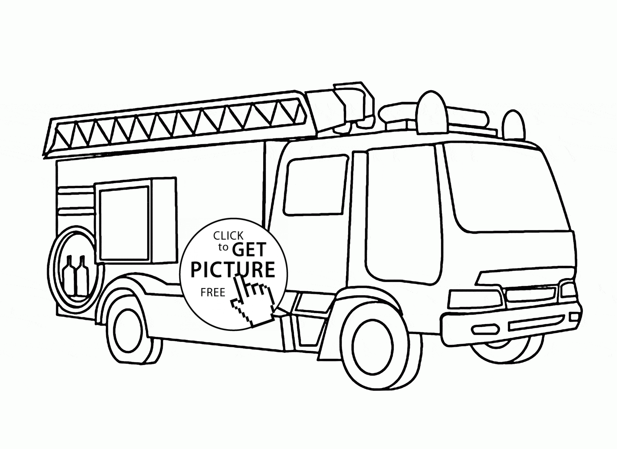2080x1513 Fire Truck With Ladder Coloring Page For Kids, Transportation