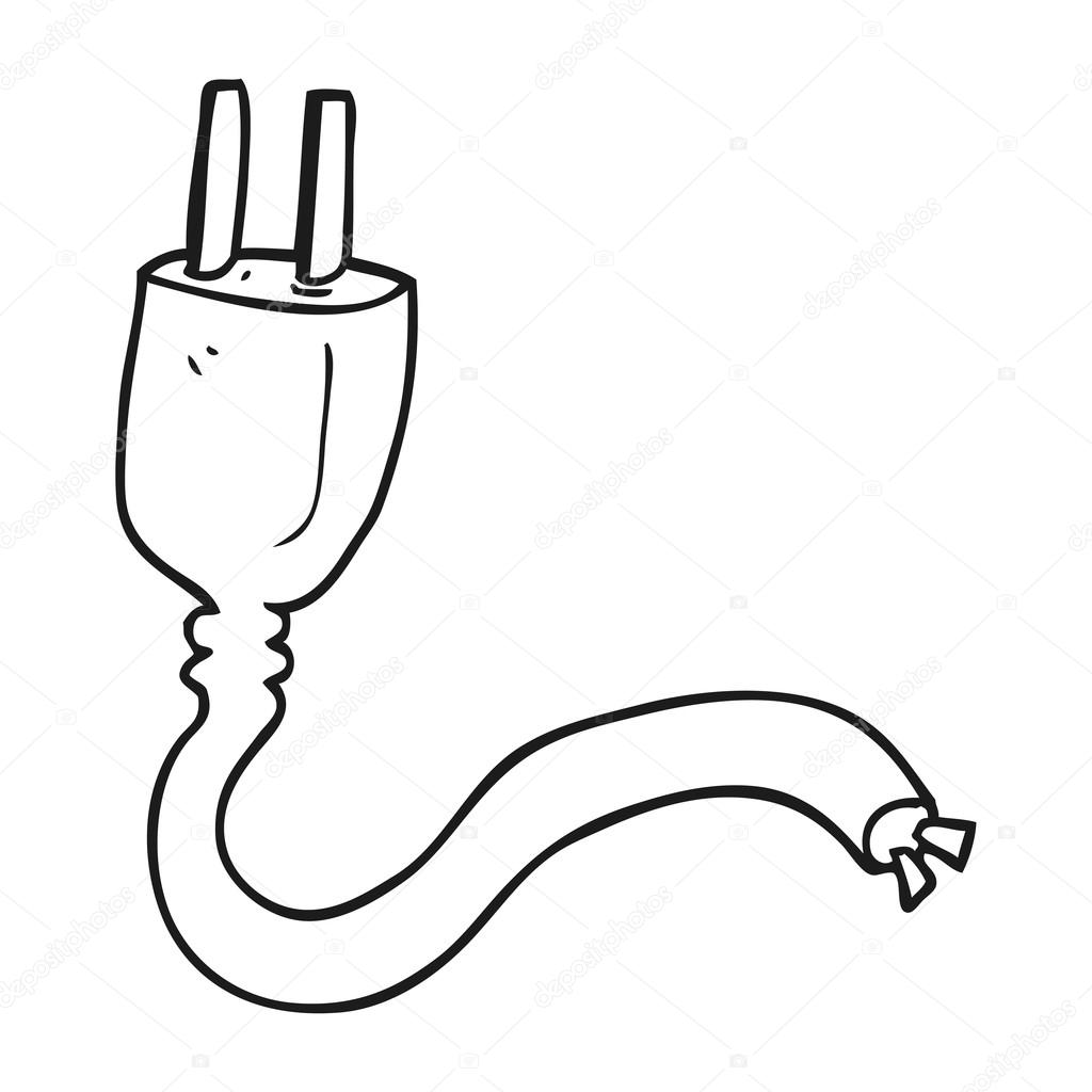 1024x1024 Black And White Cartoon Electrical Plug Stock Vector