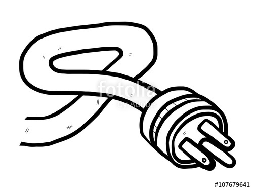 500x375 Plug Cartoon Vector And Illustration, Black And White, Hand