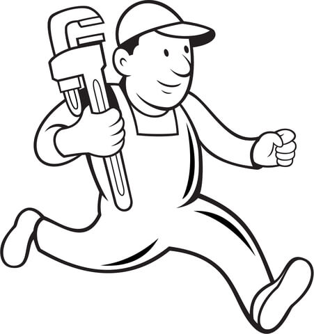 451x480 Plumber Running To Help Coloring Page Free Printable Coloring Pages