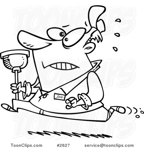581x600 Cartoon Blacknd White Line Drawing Of Plumber Running