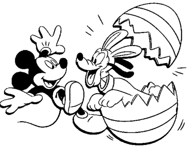 600x476 Mickey Mouse And Pluto Easter Disney Coloring Pages