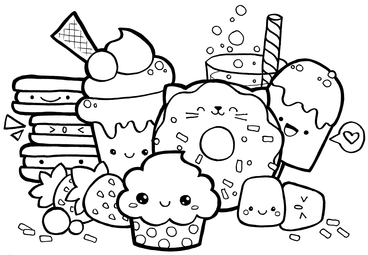 1200x832 Food Doodle Coloring Page