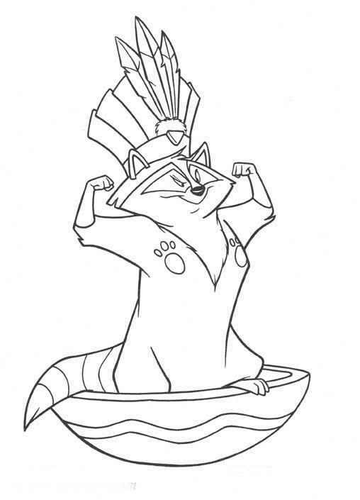 508x705 Pocahontas Raccoon Coloring Page