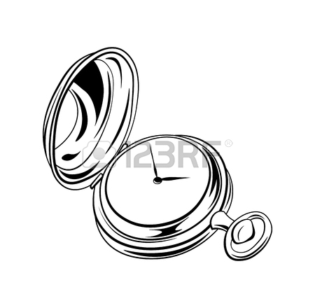 450x440 Drawing Of A Vintage Pocket Watch Royalty Free Cliparts, Vectors