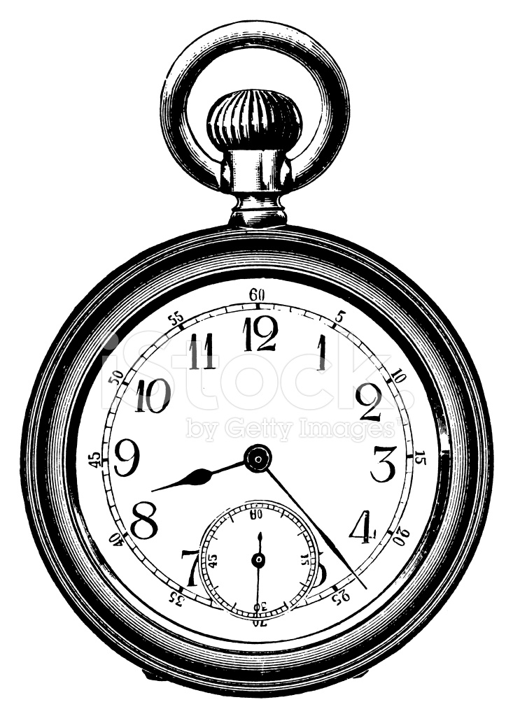 733x1024 Pocket Watch Antique Design Illustrations Stock Vector