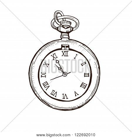 450x470 Open Pocket Watch Vintage Style. Vector Amp Photo Bigstock