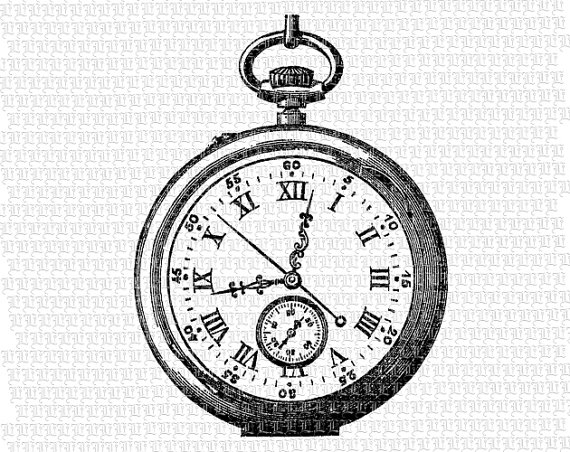 570x452 Digital Victorian Style Pocket Watch Clip Art Clock Face Vintage