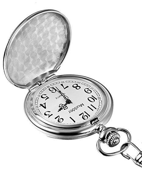 466x603 Mudder Classic Smooth Vintage Steel Mens Pocket Watch