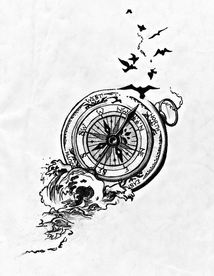 736x948 Collection Of Clock Waves And Rose Tattoos Sketch