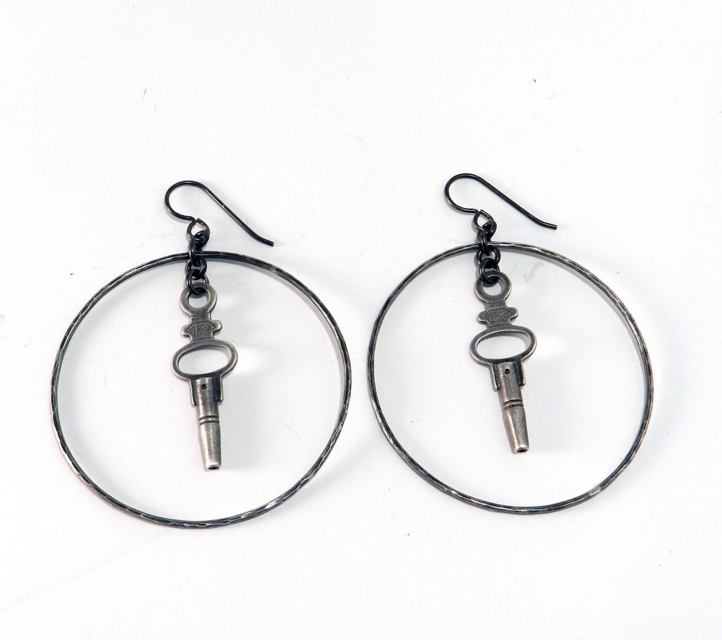 1024x908 Pocket Watch Key Halo Earrings