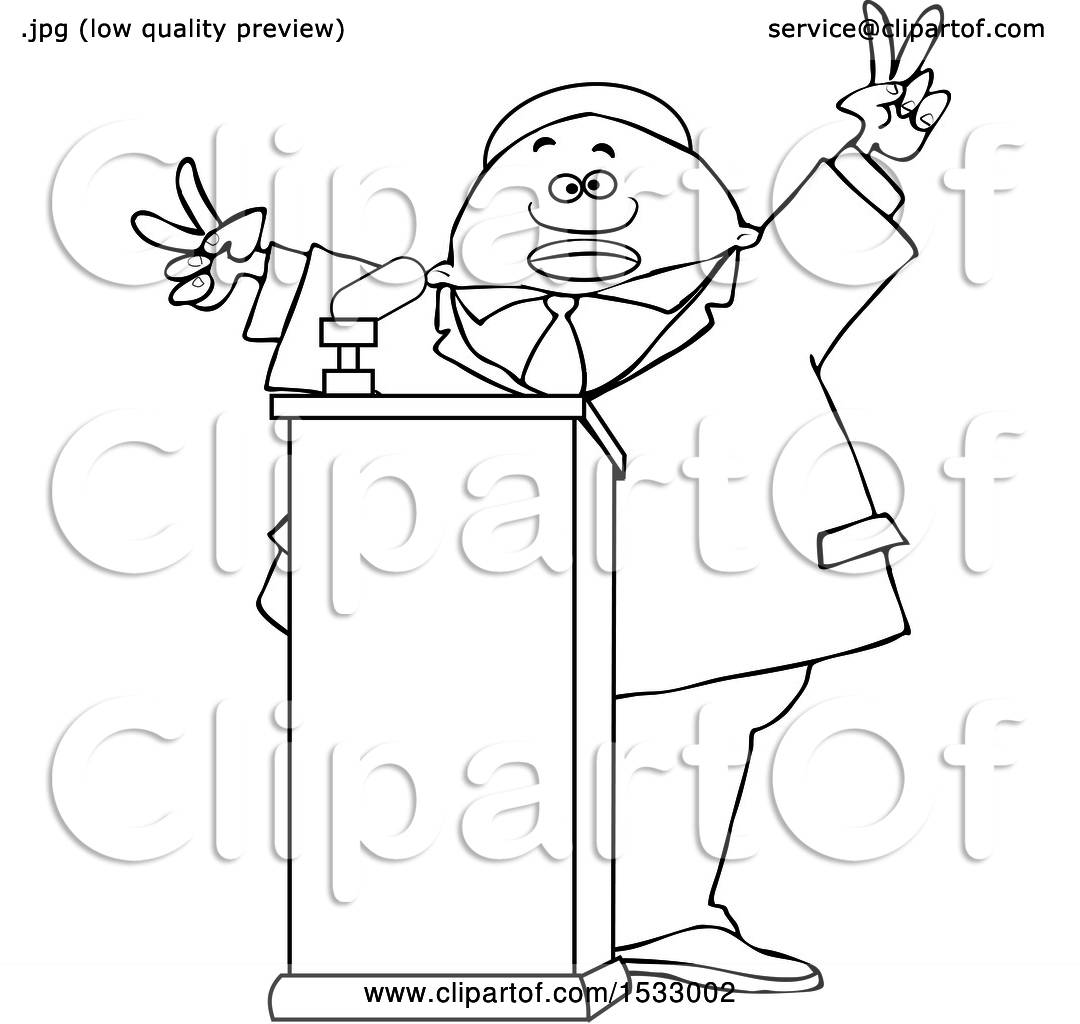 1080x1024 Clipart Of A Lineart Black Male Politician Gesturing Peace