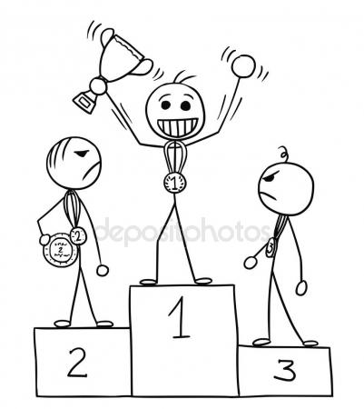 401x450 Vector Stickman Cartoon Of Winner Celebrating On The Winners