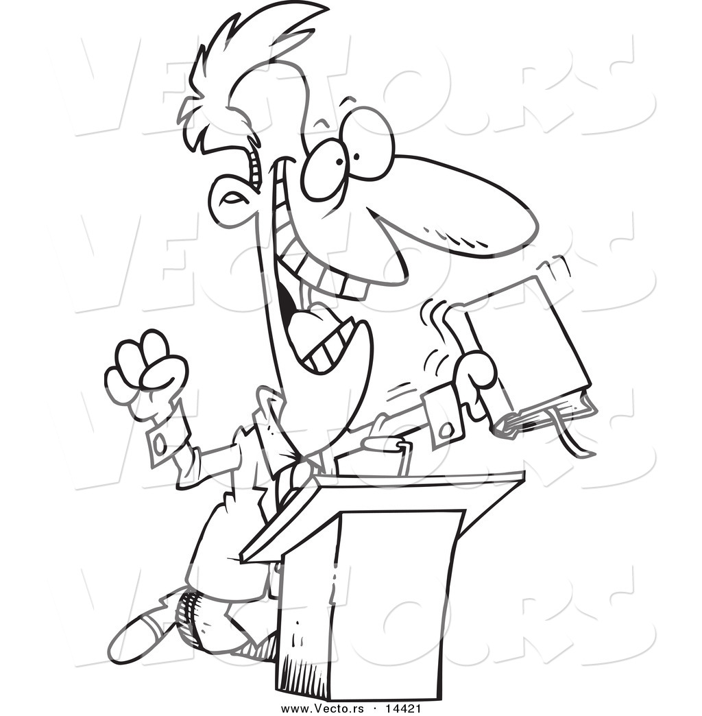 1024x1044 Vector Of A Cartoon Televangelist Man Preaching
