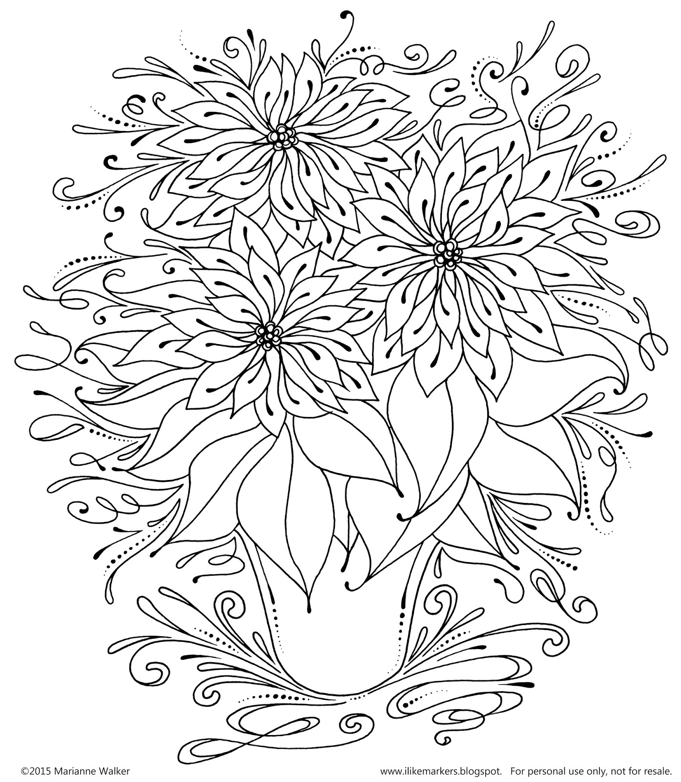 1395x1600 I Like Markers Free Poinsettia Line Art Download