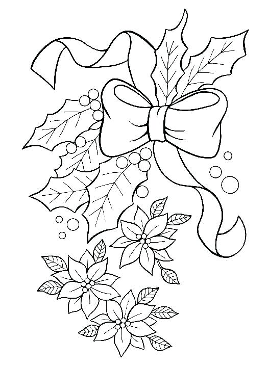 525x720 Mistletoe Coloring Page Holly And Poinsettia Coloring Page