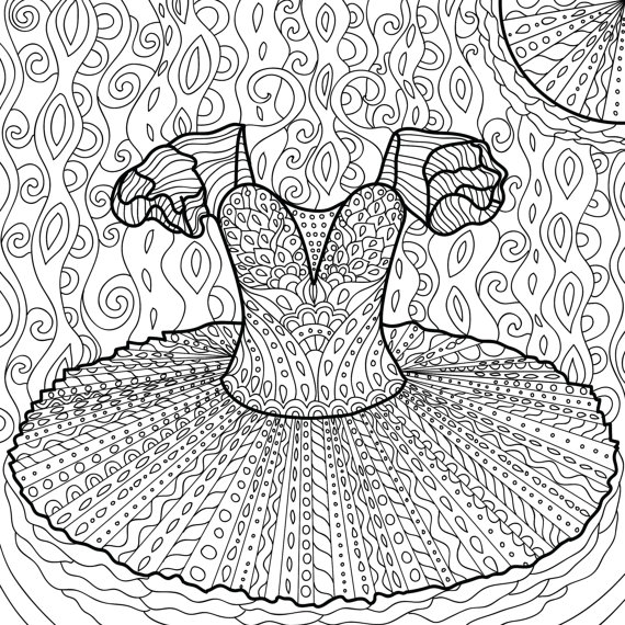 570x570 Tutu Ballet Coloring Page Zentangle Dance Coloring Book Bale4