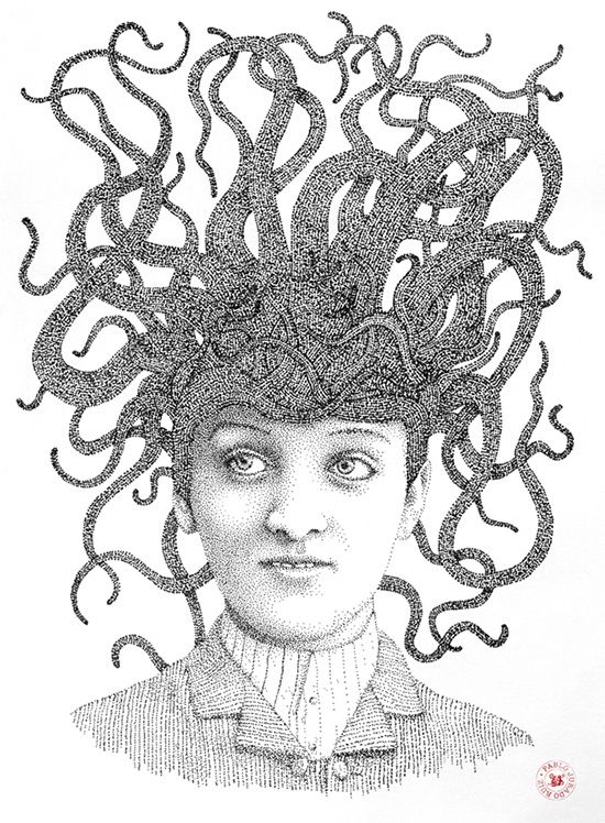 550x748 Pointillist Illustrations By Pablo Jurado Ruiz Grid Design