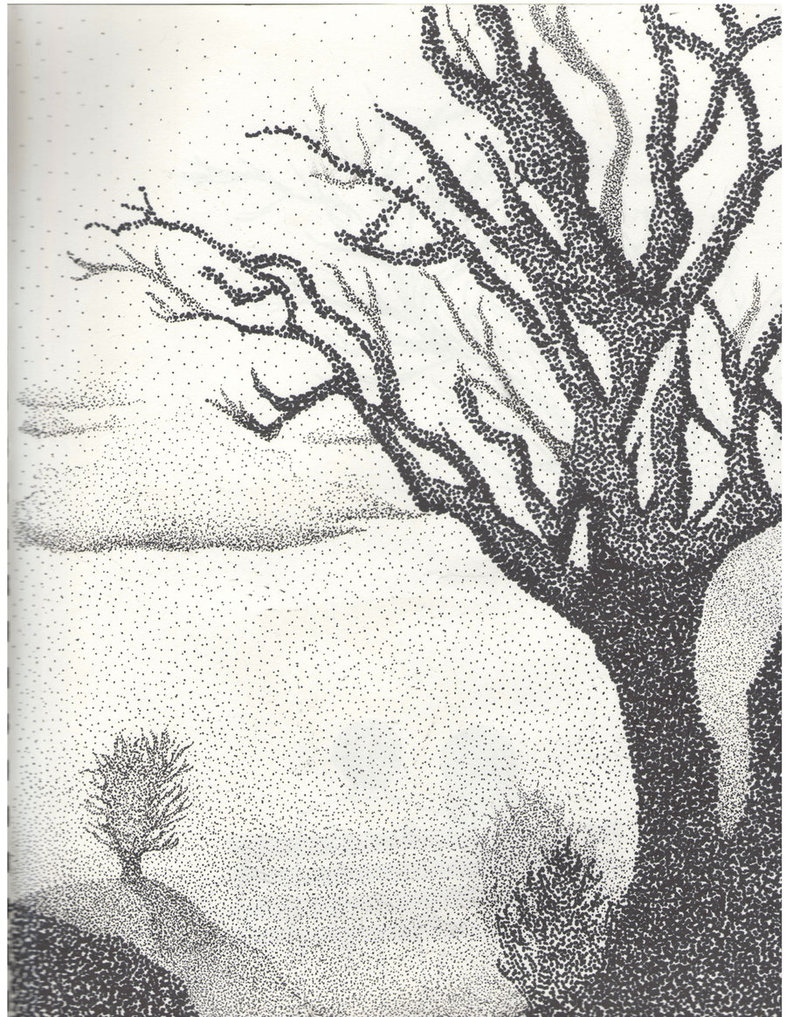 786x1017 Pointillism Black And White Tree
