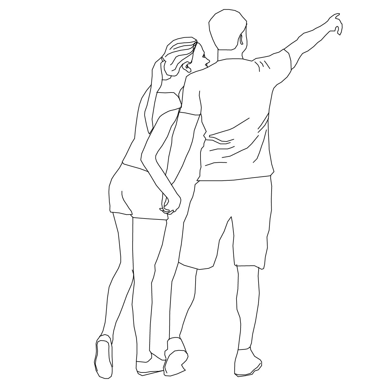 1250x1250 Man And Woman Pointing Away Free Cad People [Pairs]
