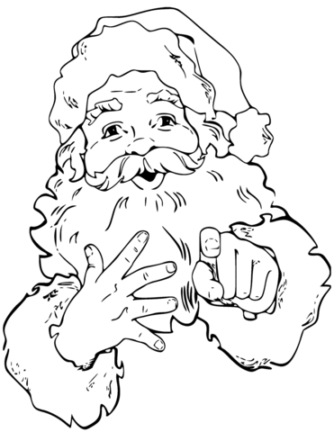 371x480 Santa Claus Is Pointing Finger Coloring Page Free Printable