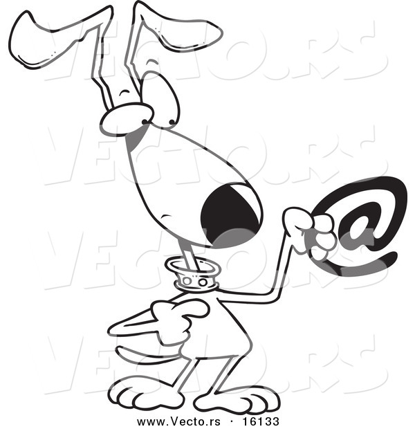 600x620 Vector Of A Cartoon Dog Pointing To An Email Symbol