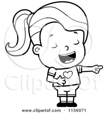 450x470 Cartoon Clipart Of A Black White Little Girl Pointing