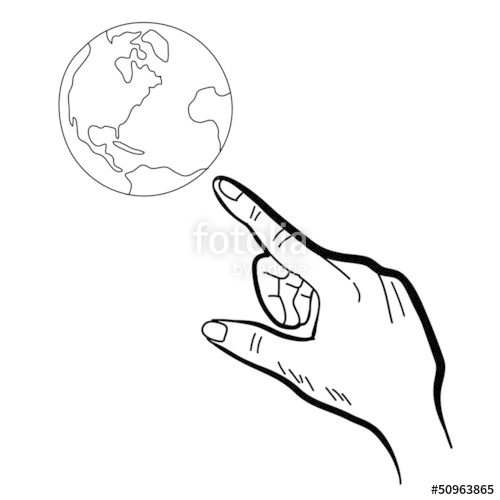 500x500 Hand Drawing Hand Pointing Globe Stock Image And Royalty Free