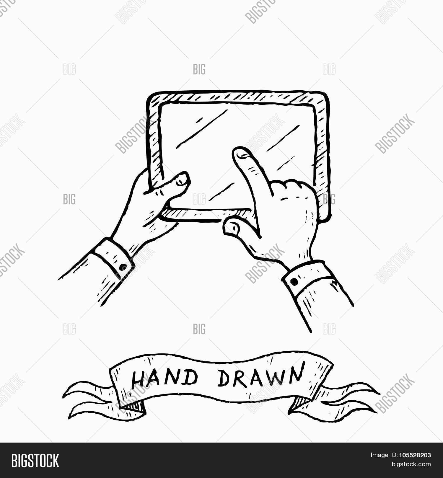 1500x1619 Vector Hands Holding Tablet, Vector Amp Photo Bigstock