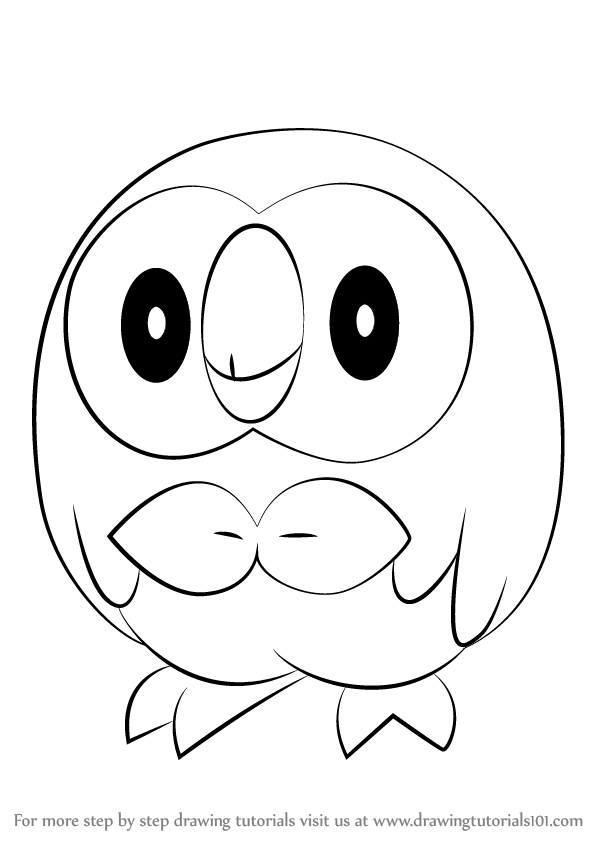 598x844 How To Draw Rowlet From Pokemon