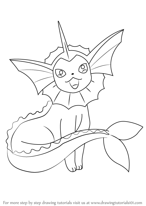 598x844 Learn How To Draw Vaporeon From Pokemon (Pokemon) Step By Step