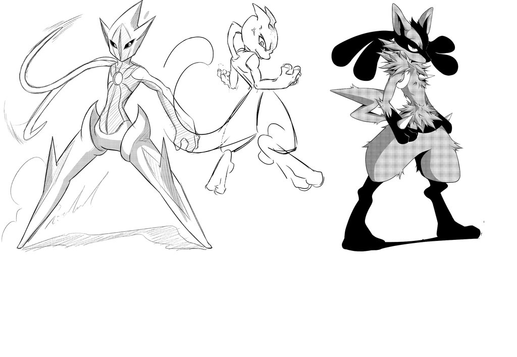 1024x707 Pokemon Trio (Sketch) By Dadadid0u