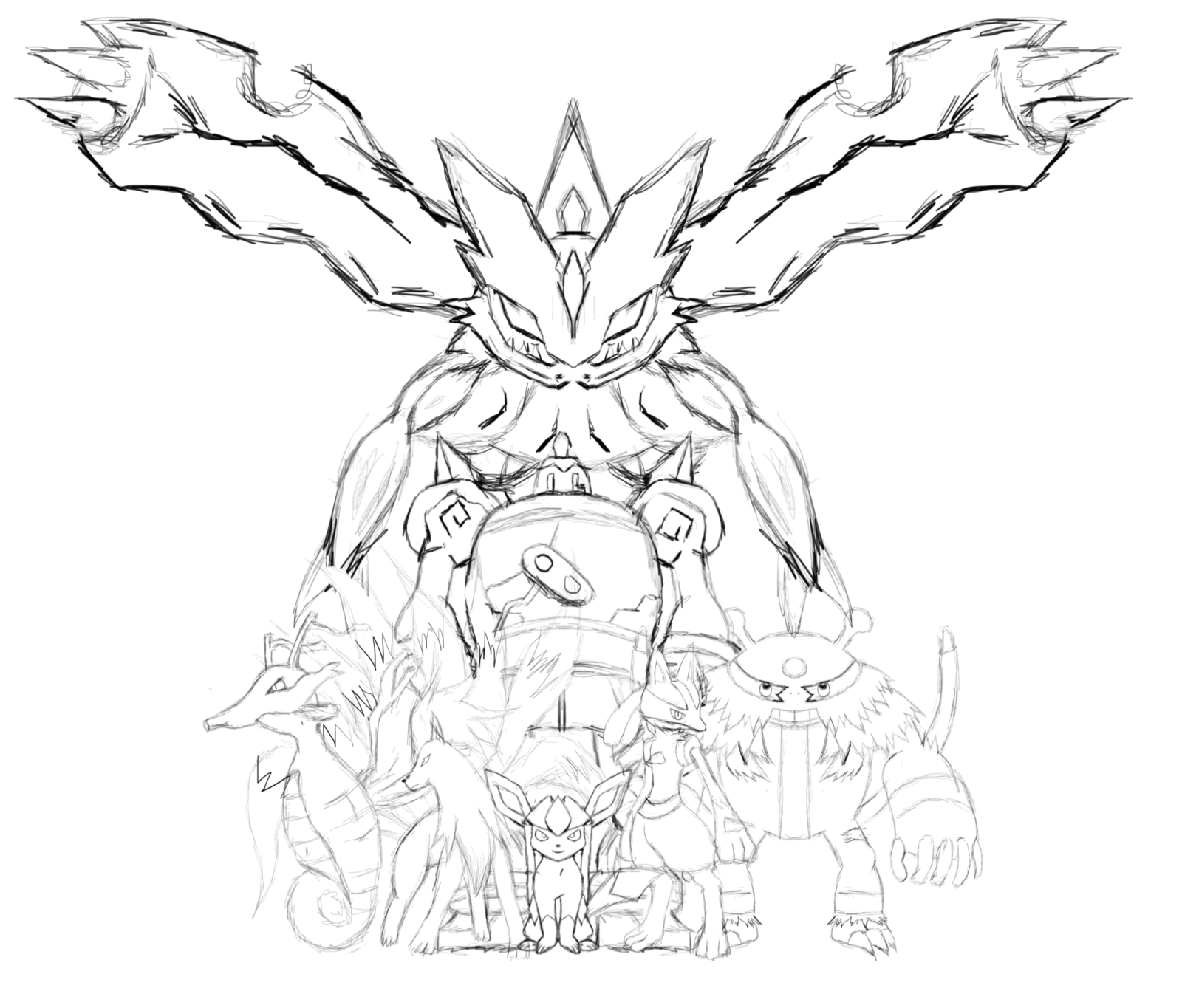 1600x1365 Commissionpokemon Team Sketch By Jamalc157