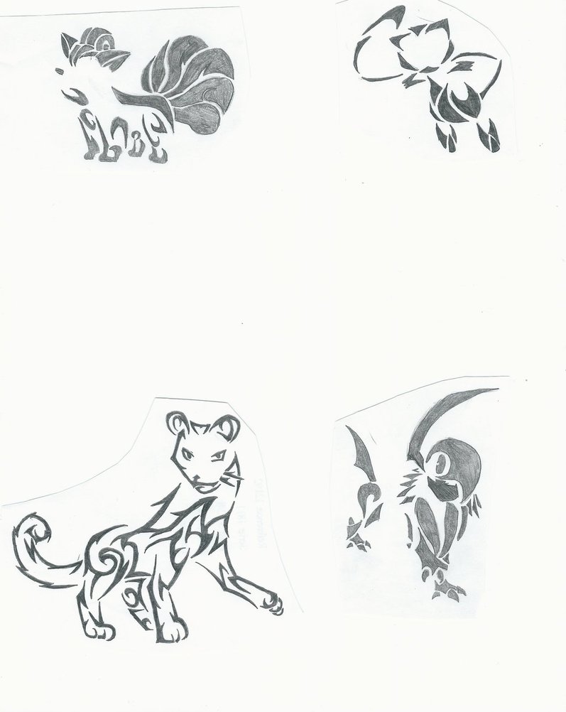 797x1002 Tribal Pokemon (Goupix , Mew, Persian , Absol) By Alexisfnt