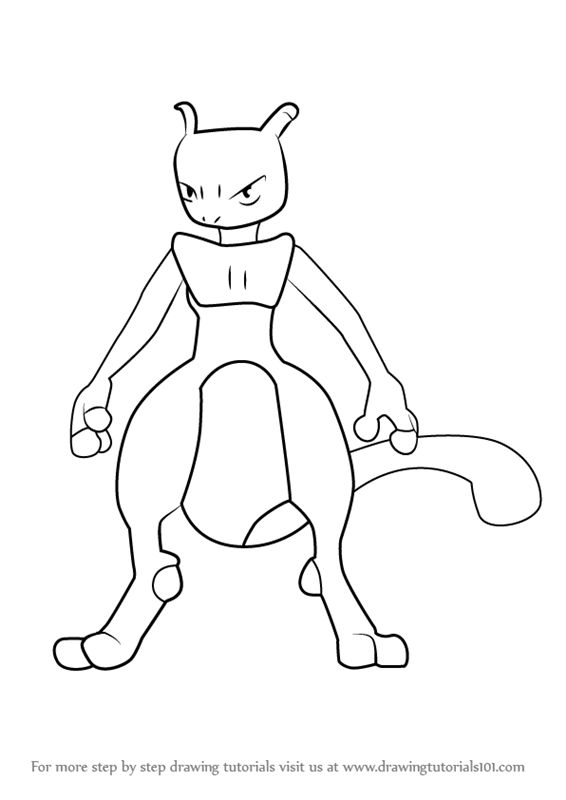 566x800 Learn How To Draw Mewtwo From Pokemon Go (Pokemon Go) Step By Step
