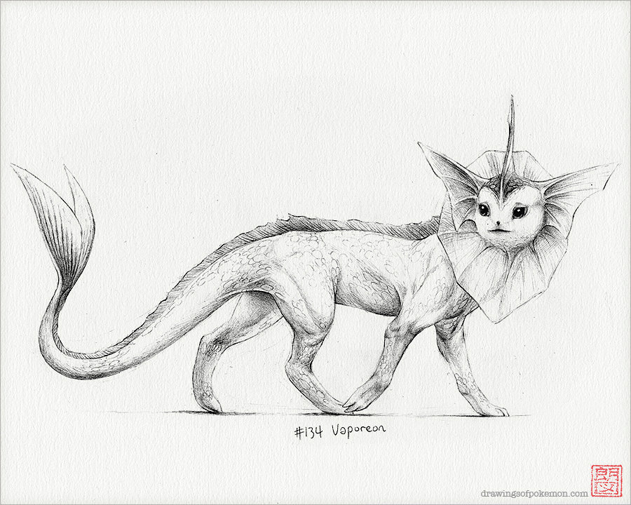 900x720 Vaporeon 8 X 10 Print Pokemon Drawing Water Art