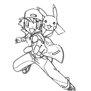 300x300 How To Draw Ash Ketchum And Pikachu On Pokemon Coloring Page