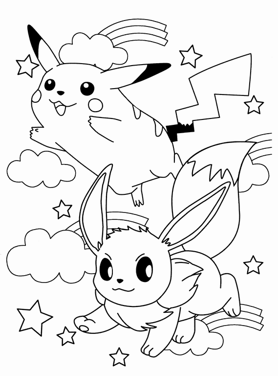 569x768 Coloring Pages For Girls And Up Cute Pokemon Eevee Pikachu