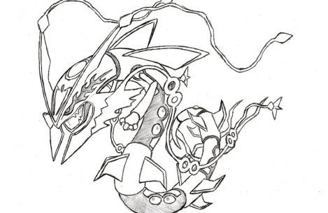 469x304 Mega Rayquaza Coloring Page
