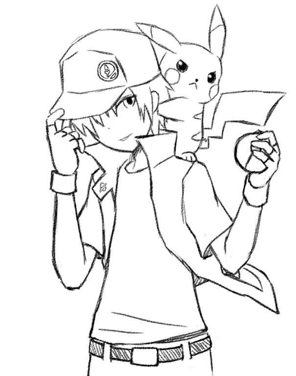 605x769 Pokemon Trainer Red By Kinoukiri