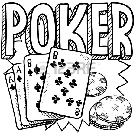 450x450 Doodle Style Poker Card Game Illustration In Vector Format