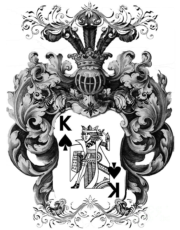 703x900 Poker King Spades Black And White Digital Art By Justyna Jbjart