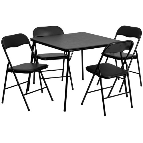 500x500 Flash Furniture 5 Piece Black Folding Card Table