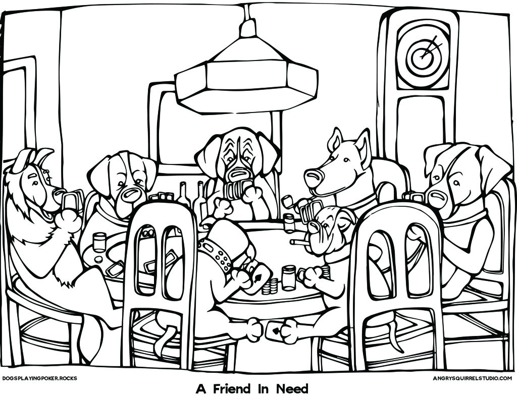 1024x791 A Friend In Need Dogs Playing Poker Rocks Angry Squirrel Studio